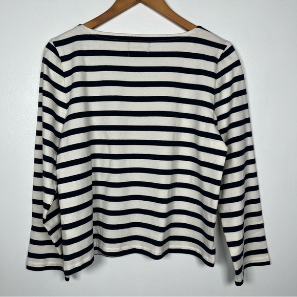J.Crew Size M Classic mariner cloth boatneck T-shirt in stripe Ivory Navy - Picture 7 of 9